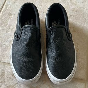 VANS Pebble Leather Slip On Ultra Cush Black White Size 7
